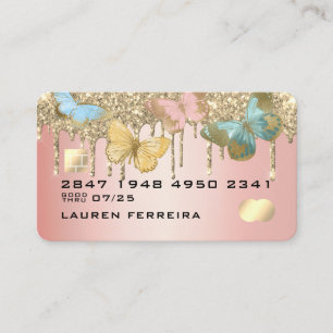 Visite Carte de crédit scintillante papillon girly chic f