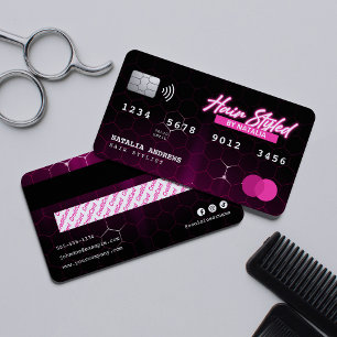 Visite Carte de crédit Style Rose Néon Élégant pour Coiff