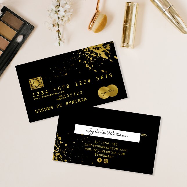 Visite Carte de crédit Styled Black Gold (Créateur téléchargé)