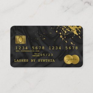 Visite Carte de crédit Styled Black Silk Gold