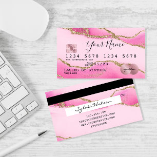 Visite Carte de crédit Styled Pink Agate Gold Maquillage
