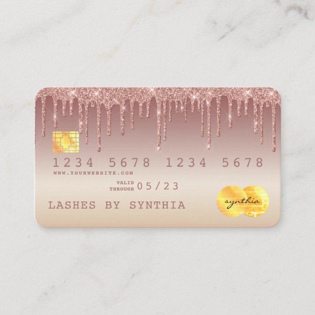 Visite Carte de crédit Styled Rose Gold Driving Gold (Devant)