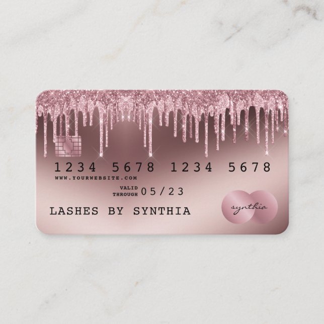Visite Carte de crédit Styled Rose Gold Driving Gold (Devant)
