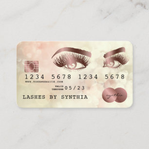 Visite Carte de crédit Stylisé Rose Gold Long Lashes Boke