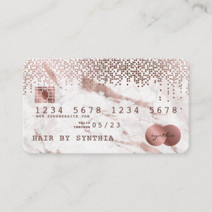 Visite Carte de crédit Stylisé Rose Gold Marble et Confet