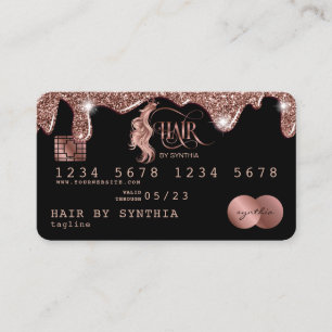 Visite Carte de crédit Styliste Rose à goutte stylisée Go