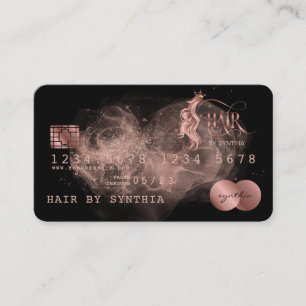 Visite Carte de crédit Styliste Rose stylisée Gold cheveu