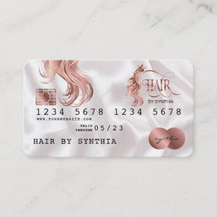 Visite Carte de crédit Styliste Rose stylisée Gold cheveu