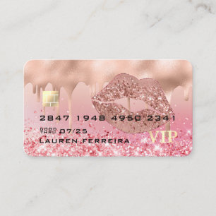 Visite Carte de débit moderne Rose Gold Lips Faux