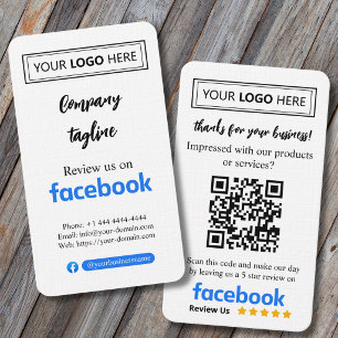 Visite Carte de demande d'avis Facebook avec logo et code