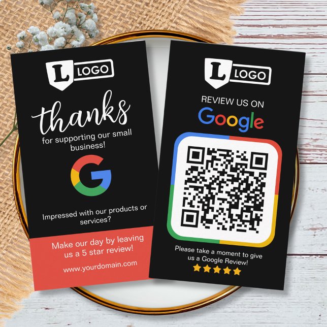 Visite Carte de demande d'avis Google avec logo (Google review business cards)