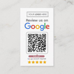 Visite Carte de demande d'avis Google avec logo et code Q