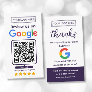 Visite Carte de demande d'avis Google avec logo et code Q