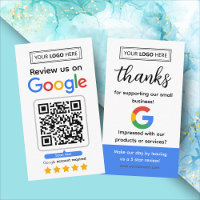 Carte de demande d'avis Google avec logo et code Q