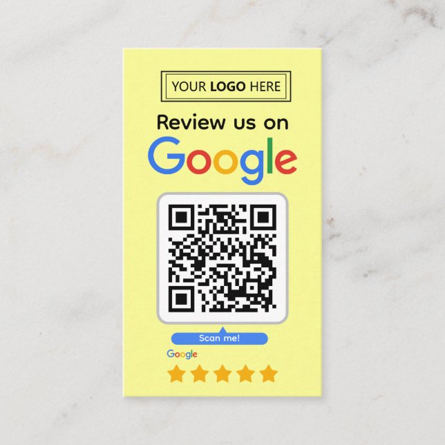 Visite Carte de demande d'avis Google avec logo et code Q (Devant)