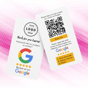 Visite Carte de demande d'avis Google avec logo et QR Cod
