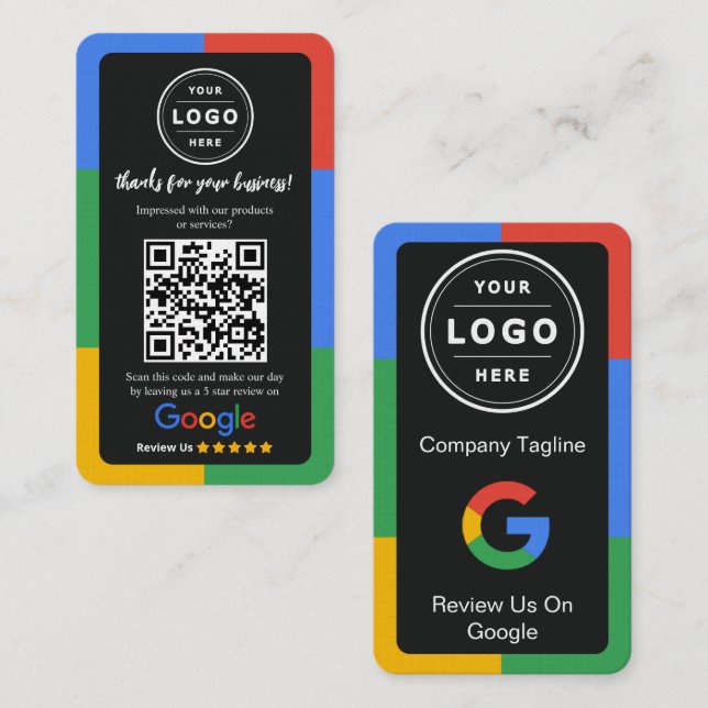 Visite Carte de demande d'avis Google avec logo et QR Cod (Devant / Derrière)