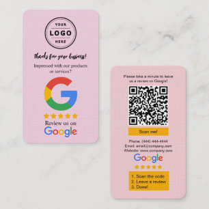 Visite Carte de demande d'avis Google avec logo et QR Cod