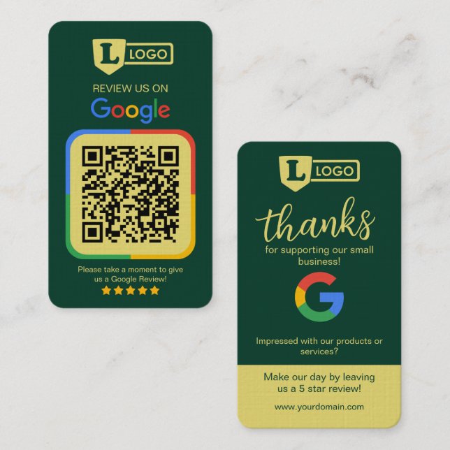 Visite Carte de demande d'avis Google avec QR Code Émerau (Devant / Derrière)