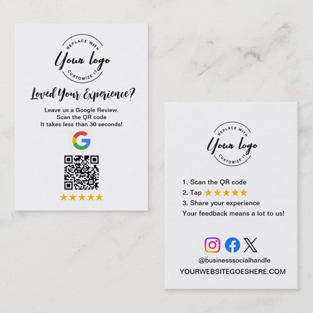 Visite Carte de demande de commentaires clients avec code (Devant / Derrière)