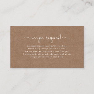 Visite Carte de demande de recette minimaliste Rustique