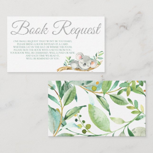 Visite Carte de demande de réservation Koala pour Baby sh (Devant / Derrière)