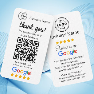 Visite Carte de demande de révision Google avec code QR