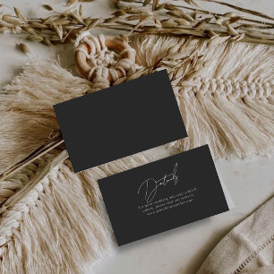 Visite Carte de détails de mariage simple noire petite à