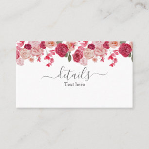 Visite Carte de détails du Mariage de fleurs rose magenta