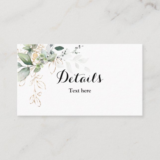 Visite Carte de détails mariage Eucalyptus vert (Devant)