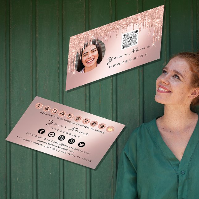 Visite Carte de fidélité 10 Punch Crown Argent QR Logo Ph (Loyalty Card 10 Punch Crown Silver QR Logo Photo)