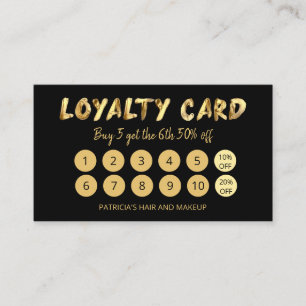 Visite Carte de fidélité 10 Salon de coiffure Bold Gold M