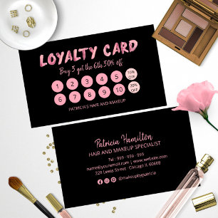 Visite Carte de fidélité 10 Salon de coiffure Bold Pink M