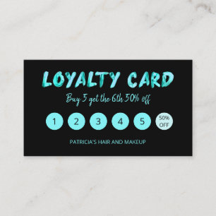 Visite Carte de fidélité 5 Salon de coiffure Bold Teal Ma
