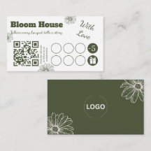 Carte de fidélité à code QR floral pour entreprise