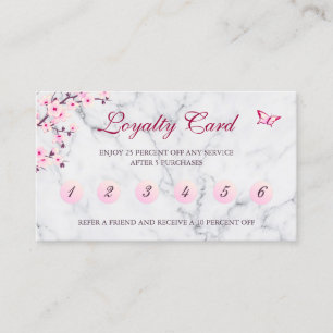 Visite Carte de fidélité Cherry Blossom Marbre gris rose