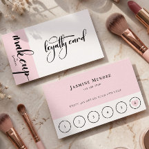 Carte de fidélité client Maquillage Rose Pâle