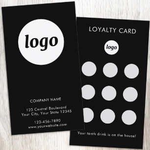 Visite Carte de Fidélité Client Simple Logo et Texte Noir