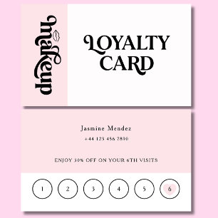 Visite Carte de fidélité cliente de maquillage rose tendr