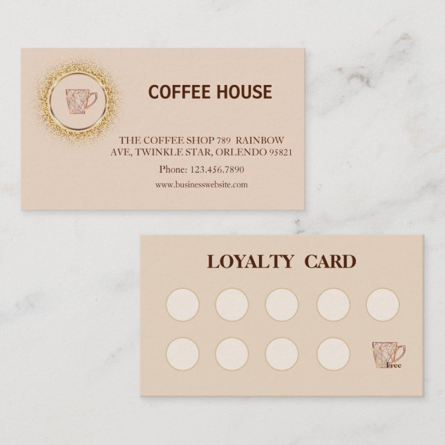 Visite Carte de fidélité de café moderne simple (Devant / Derrière)