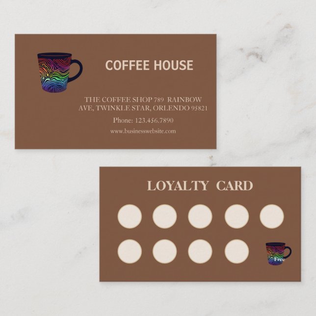 Visite Carte de fidélité de café simple moderne (Devant / Derrière)