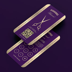 Visite Carte de fidélité de coiffeur violet foncé pour sa