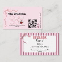 Carte de fidélité de la boulangerie au nœud rose