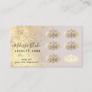 Visite carte de fidélité fausse feuille or lotus logo
