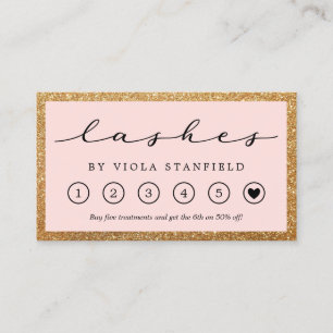 Visite Carte de fidélité Faux Gold & Blush Pink Lashes
