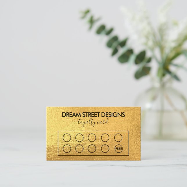 Visite Carte de fidélité Gold Logo personnalisée (Debout devant)