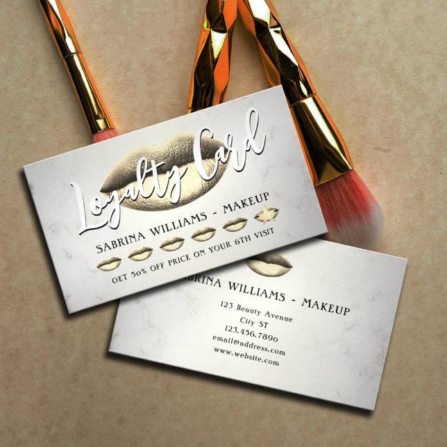 Visite Carte de fidélité maquillage des lèvres d'or (Créateur téléchargé)