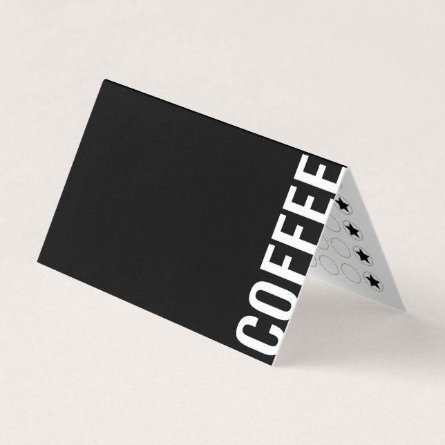 Visite Carte de fidélité minimaliste de café noir plié mo (Devant)
