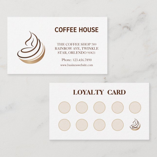 Visite Carte de fidélité minimaliste de la cafétéria (Devant / Derrière)