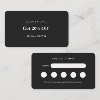 Visite Carte de fidélité minimaliste en charbon pour esth